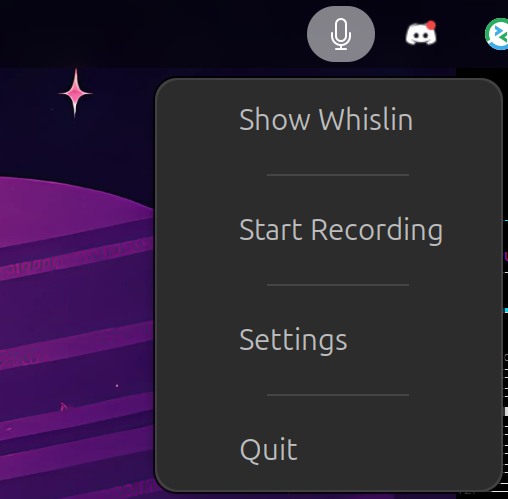 Whislin system tray